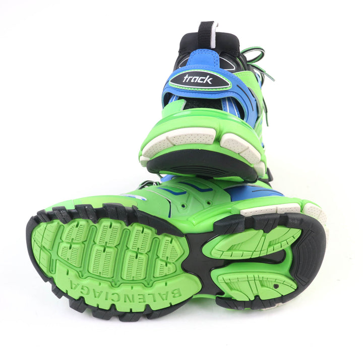 未使用品★BALENCIAGA バレンシアガ 542436 TRACK TRAINER ロゴ入り レースアップ スニーカー グリーン 25 箱・保存袋付き