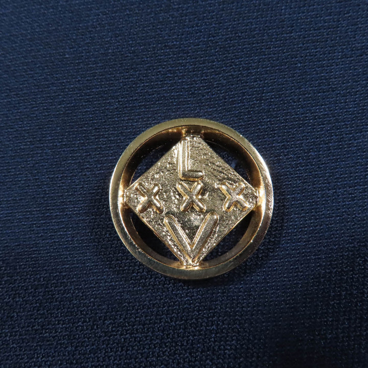 極美品☆LOUIS VUITTON ルイヴィトン シルク混 LVロゴ金ボタン ダブルブレスト ジャケット ネイビー 36 イタリア製 正規品 レディース