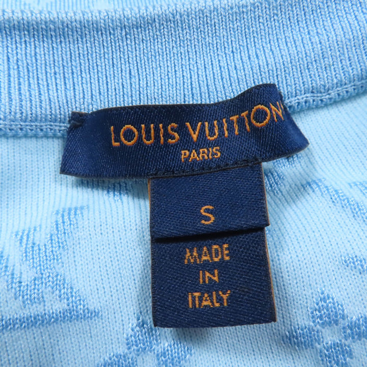 極美品☆LOUIS VUITTON ルイヴィトン 24SS シルク モノグラムジャガード トップス ジョギングパンツ セットアップ ライトブルー S 正規品
