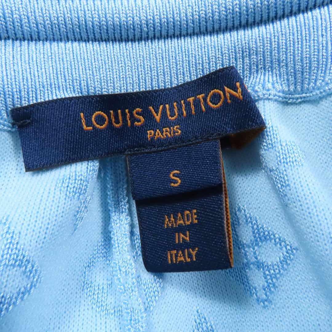 極美品☆LOUIS VUITTON ルイヴィトン 24SS シルク モノグラムジャガード トップス ジョギングパンツ セットアップ ライトブルー S 正規品