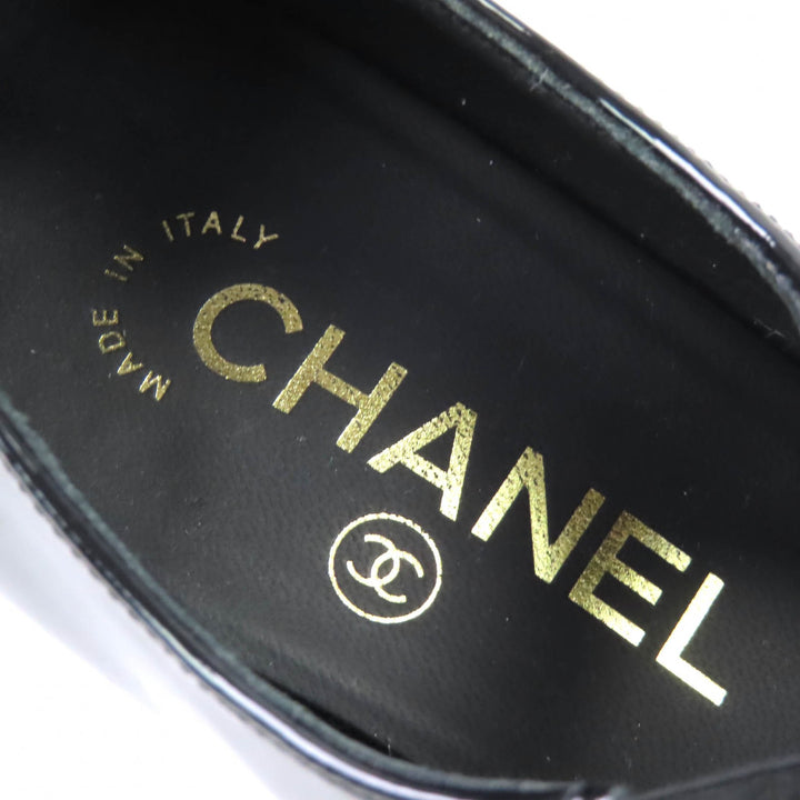 極美品△CHANEL シャネル G45356 メリージェーン パテントレザー ココマーク グログランリボン パンプス ブラック 36.5 レディース