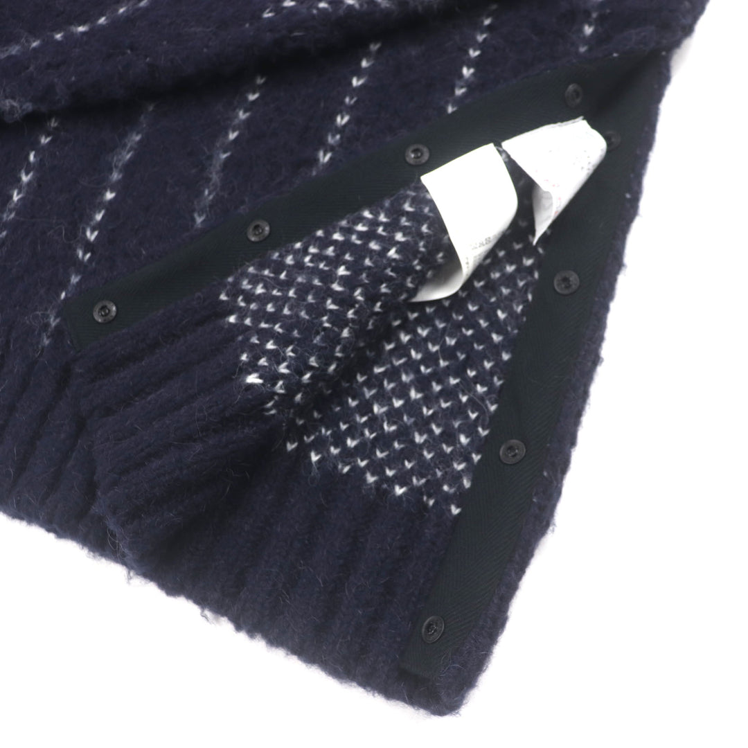 未使用品▼Sacai サカイ 23AW 23-03202M Jacquard Knit Pullover アルパカ・モヘア混 ストライプ柄 ニットセーター 紺 4 正規品 メンズ