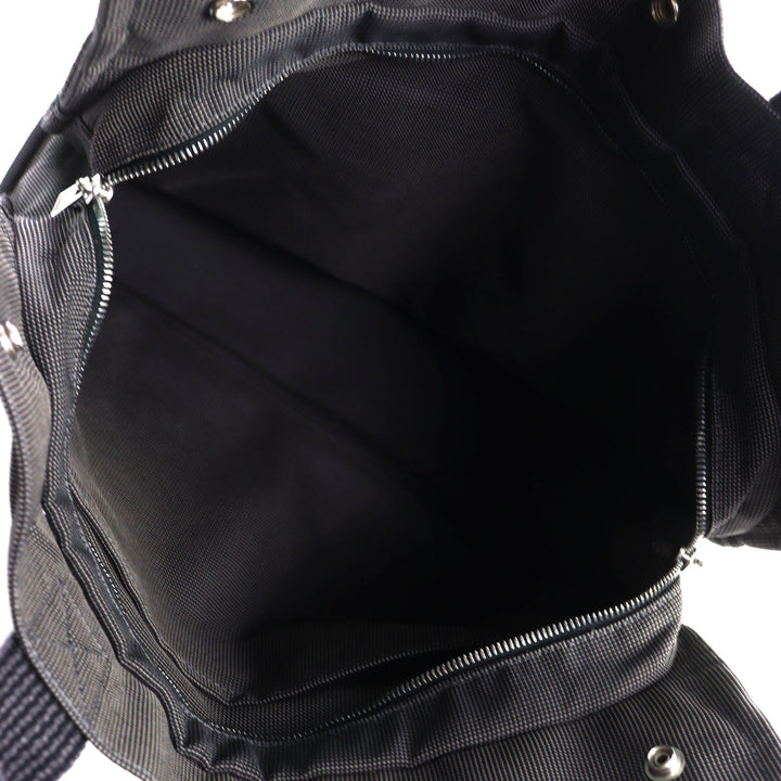 美品◇HERMES エルメス エールライン MM シルバー金具 Hロゴ セリエボタン付き キャンバス トートバッグ グレー フランス製 レディース