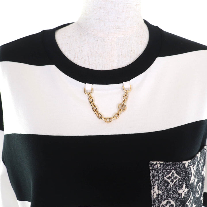 極美品★LOUIS VUITTON ルイヴィトン 23SS 1AAUOX コットン100％ デニムモノグラムポケット　 Tシャツ ワンピースMサイズ相当 正規品