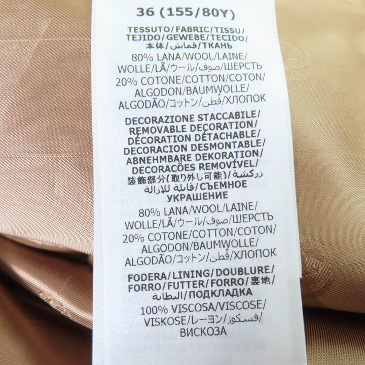 極美品☆GUCCI グッチ 22AW 699152 ウール グレンチェック柄 プリンスオブウェールズベルテッドコート ブラウン 36 正規品 レディース