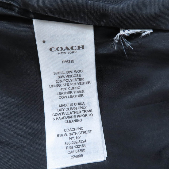 極美品☆COACH コーチ ウール チェック柄 メタルロゴボタン ロゴレザーパッチ ダブルブレスト コート レッド系 XS 正規品 レディース