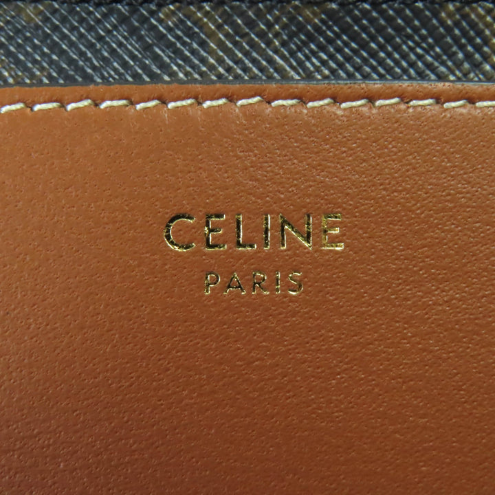 未使用品◇CELINE セリーヌ ラムスキン トリオンフキャンバス フラグメントケース パスケース ジップ付き カードケース 箱・袋付 伊製