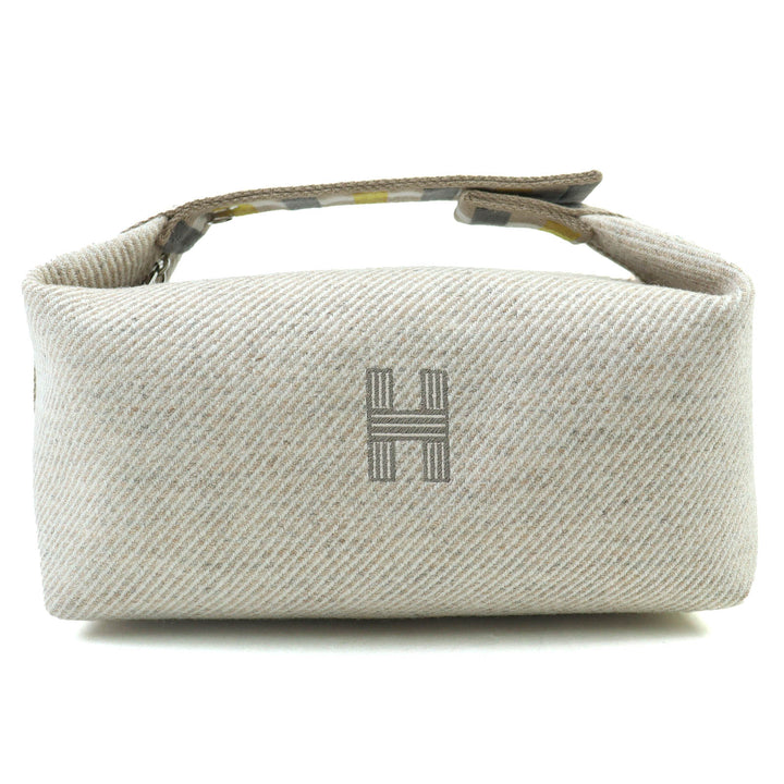 未使用品△HERMES エルメス ブリッド ア ブラック PM オ カレ ウール100% セーグル シルバー金具 セリエボタン ハンドバッグ ポーチ 仏製
