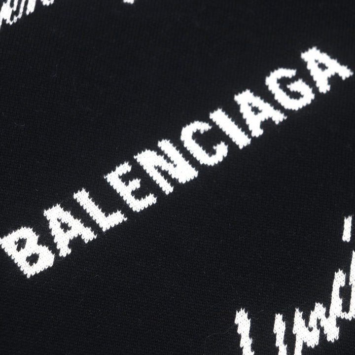 未使用品▼BALENCIAGA バレンシアガ 23SS 724869 Logomaia All Over kit クルーネック ニット セーター ブラック S 伊製 正規品 メンズ