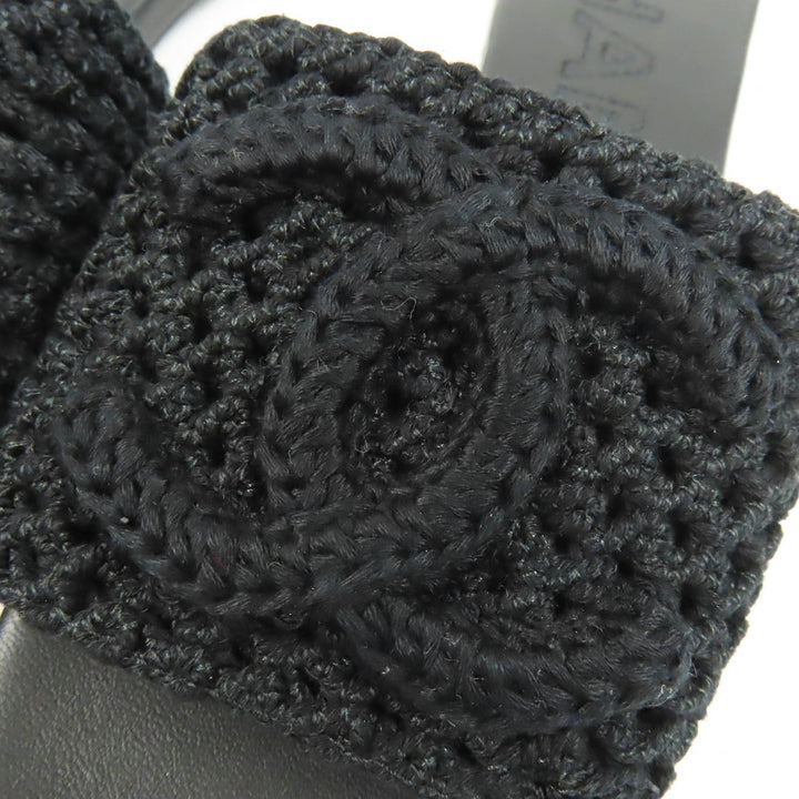 未使用品◇CHANEL シャネル 24M G45516 CCロゴ クロシェデザイン サンダル ミュール ブラック 35 箱・保存袋付き イタリア製 レディース