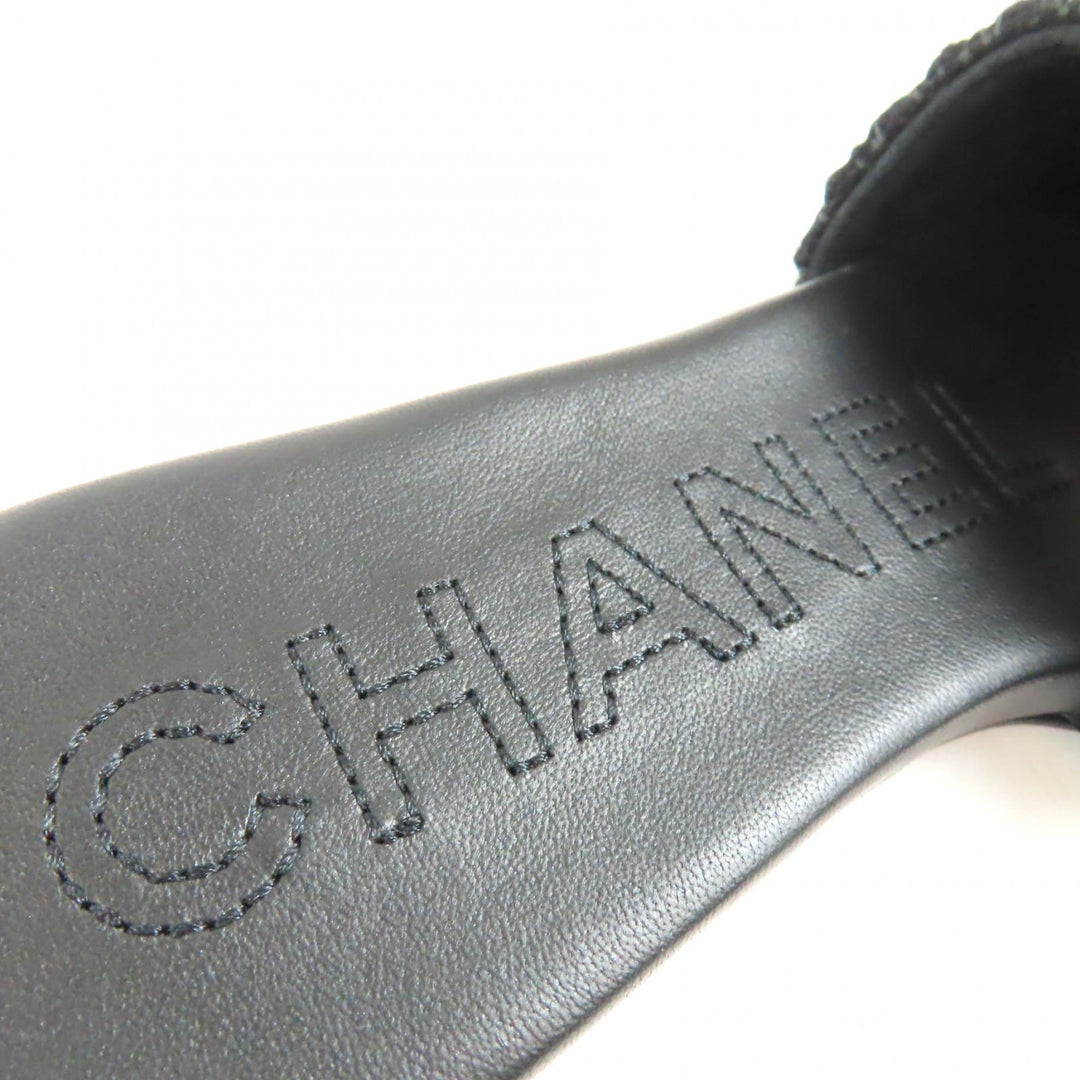 未使用品◇CHANEL シャネル 24M G45516 CCロゴ クロシェデザイン サンダル ミュール ブラック 35 箱・保存袋付き イタリア製 レディース