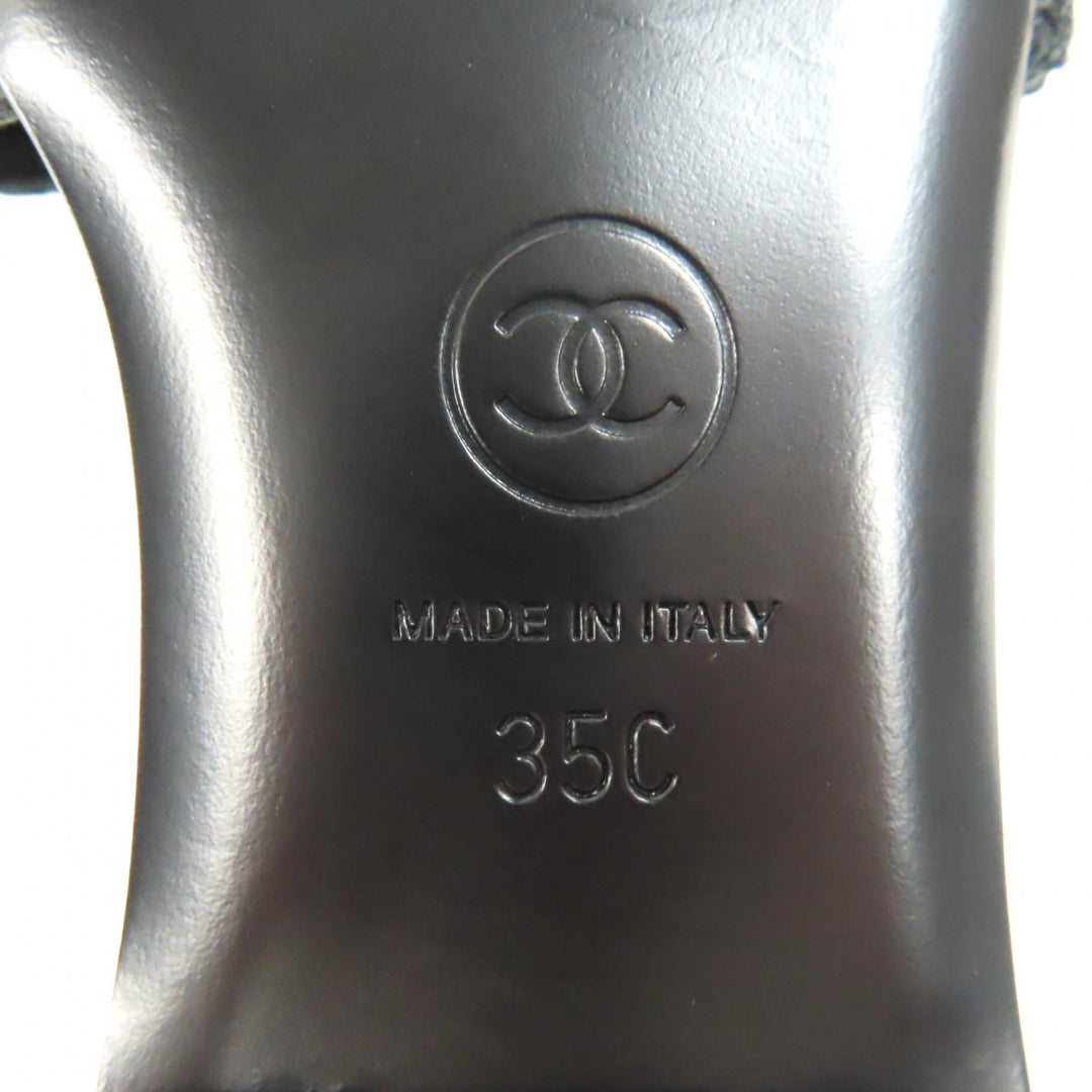 未使用品◇CHANEL シャネル 24M G45516 CCロゴ クロシェデザイン サンダル ミュール ブラック 35 箱・保存袋付き イタリア製 レディース