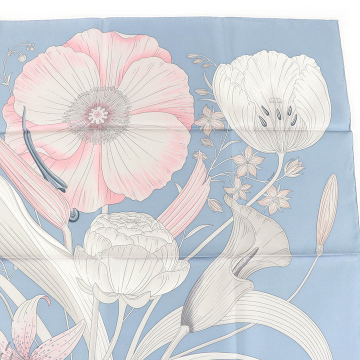 未使用品★HERMES エルメス 2025年製 カレ90 BOUQUET FINAL ブーケ・フィナル シルク100％ BLEU JEAN/ROSE PAL スカーフ 箱付き 仏製