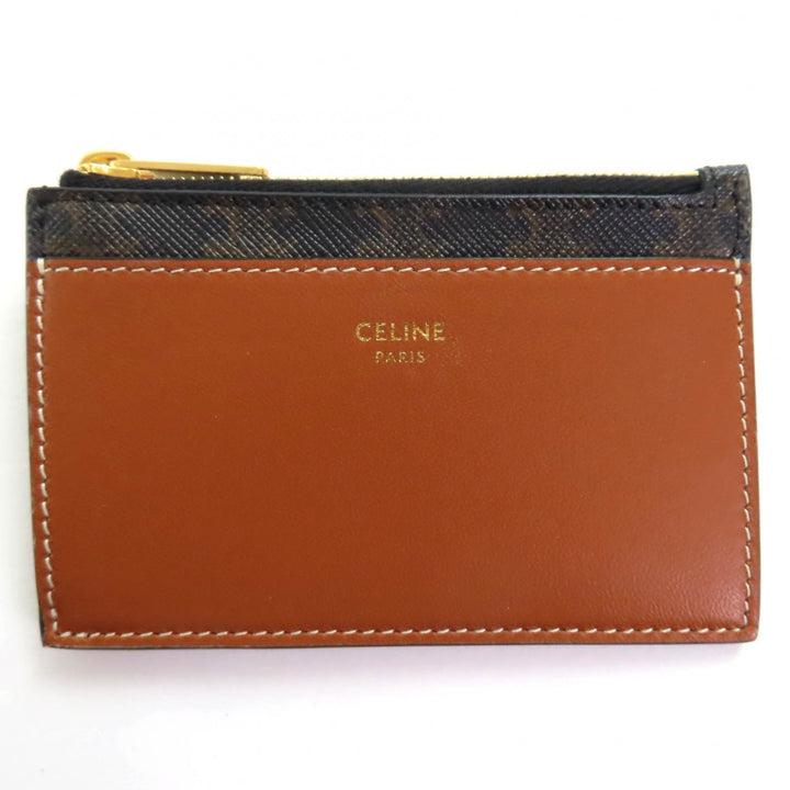 極美品◇CELINE セリーヌ トリオンフキャンバス フラグメントケース パスケース レザー カードケース ブラウン 箱・保存袋付 イタリア製