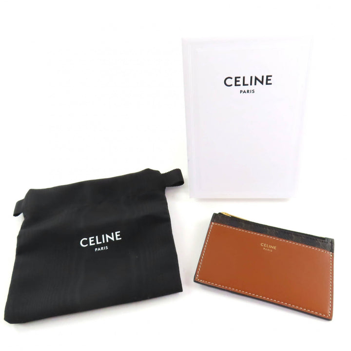 極美品◇CELINE セリーヌ トリオンフキャンバス フラグメントケース パスケース レザー カードケース ブラウン 箱・保存袋付 イタリア製