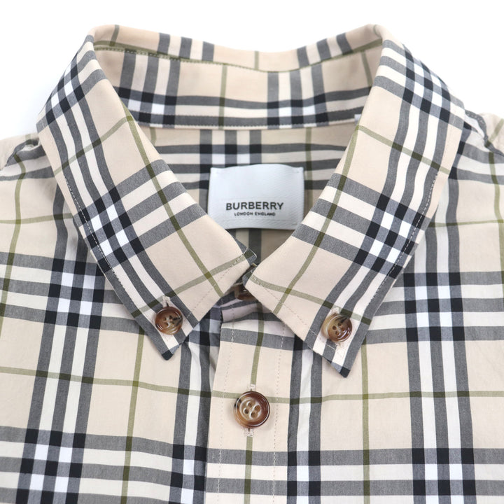 美品▼BURBERRY バーバリー 8042350 コットン100% チェック柄 TBロゴ レターグラフィック ロングスリーブ 長袖シャツ M 正規品 メンズ