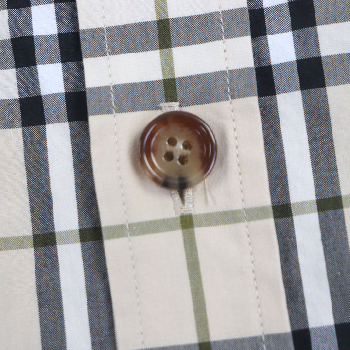 美品▼BURBERRY バーバリー 8042350 コットン100% チェック柄 TBロゴ レターグラフィック ロングスリーブ 長袖シャツ M 正規品 メンズ