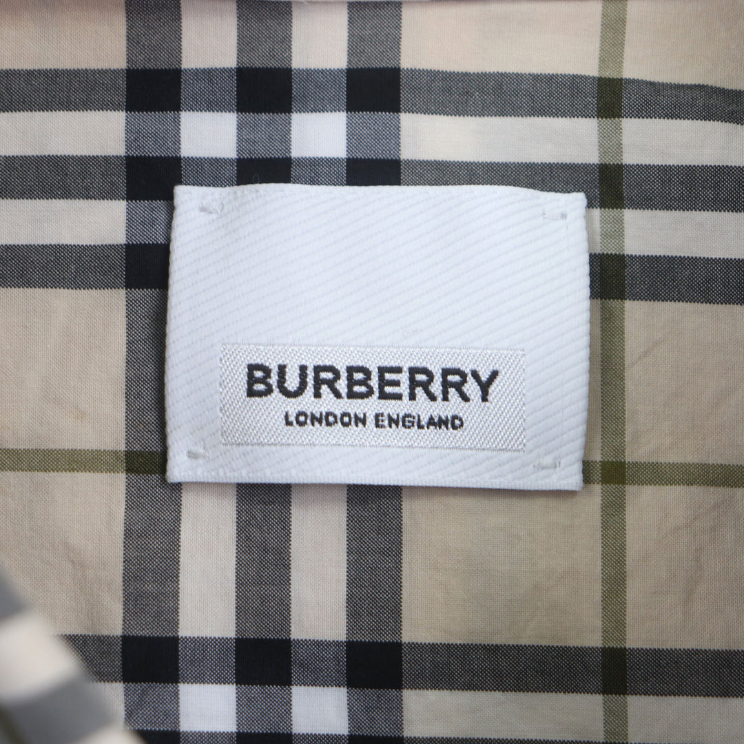 美品▼BURBERRY バーバリー 8042350 コットン100% チェック柄 TBロゴ レターグラフィック ロングスリーブ 長袖シャツ M 正規品 メンズ
