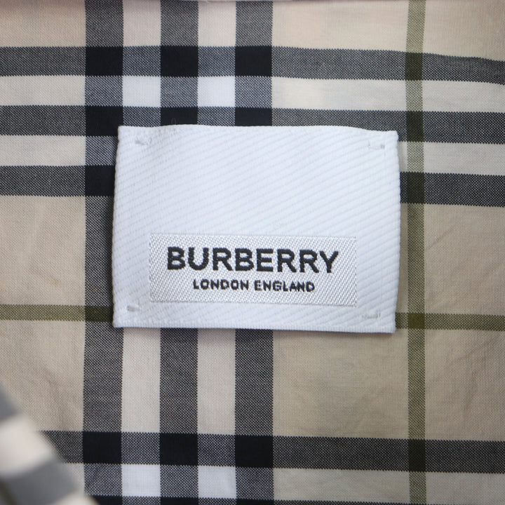 美品▼BURBERRY バーバリー 8042350 コットン100% チェック柄 TBロゴ レターグラフィック ロングスリーブ 長袖シャツ M 正規品 メンズ