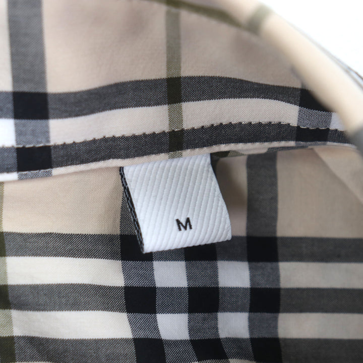 美品▼BURBERRY バーバリー 8042350 コットン100% チェック柄 TBロゴ レターグラフィック ロングスリーブ 長袖シャツ M 正規品 メンズ