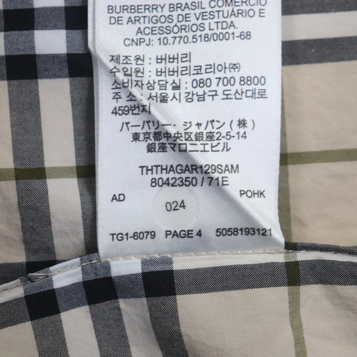 美品▼BURBERRY バーバリー 8042350 コットン100% チェック柄 TBロゴ レターグラフィック ロングスリーブ 長袖シャツ M 正規品 メンズ