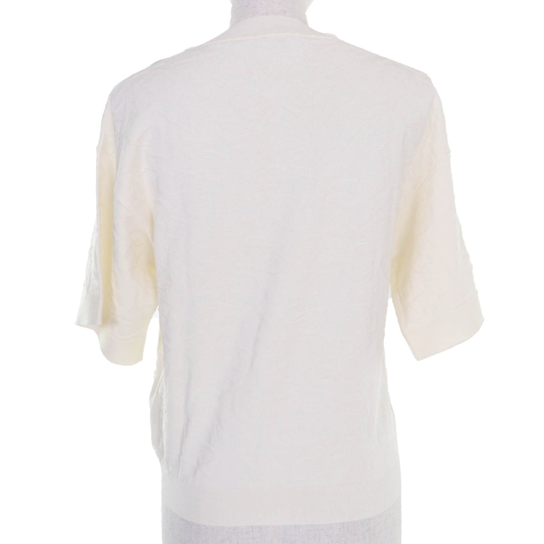 極美品☆HERMES エルメス 24SS 4E2649DC ナウサ シルク コットン シェーヌダンクル 半袖ニット アイボリー 34 伊製 正規品 レディース