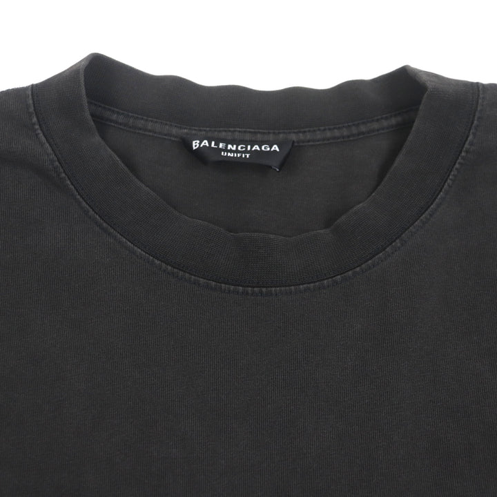 美品▼BALENCIAGA バレンシアガ 675016 UNIFIT ターニングロゴ オーバーサイズ ダメージ加工 ショートスリーブ 半袖Ｔシャツ 5 正規品