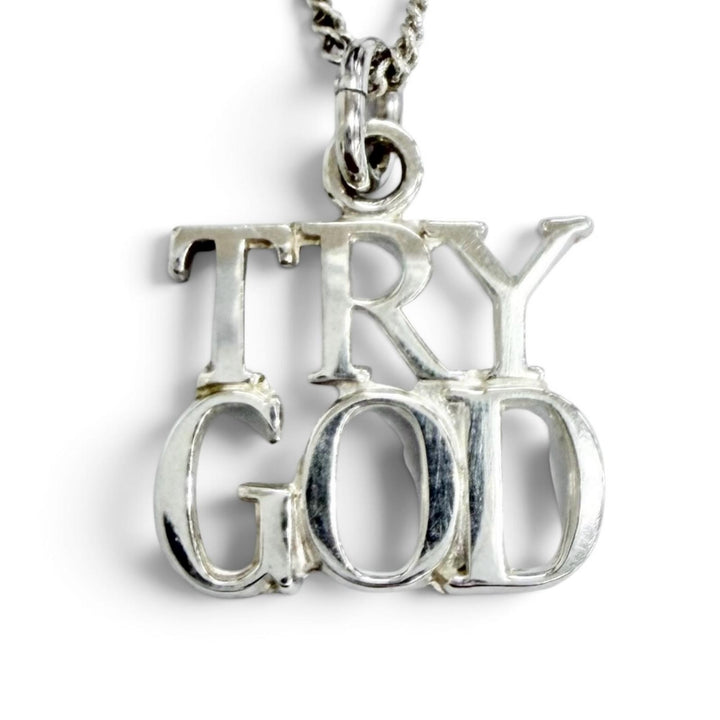 極美品△TIFFANY&amp;Co. ティファニー ヴィンテージ TRY GOD トップ STERLING SILVER ネックレス アクセサリー シルバー 重量3.49g オススメ