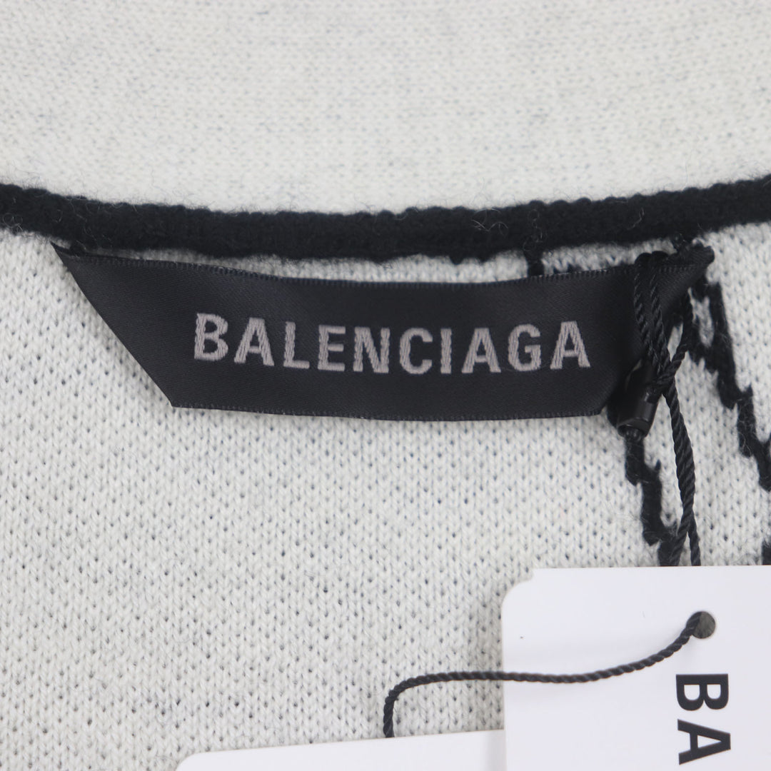 未使用品▼BALENCIAGA バレンシアガ 23SS 724852 Logomaia All Over Cardigan Vネック ロゴ入りボタン 厚手 ニットカーディガン 1 正規品