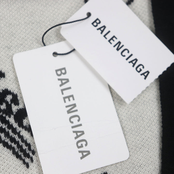 未使用品▼BALENCIAGA バレンシアガ 23SS 724852 Logomaia All Over Cardigan Vネック ロゴ入りボタン 厚手 ニットカーディガン 1 正規品