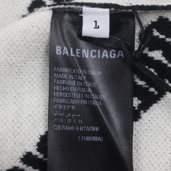 未使用品▼BALENCIAGA バレンシアガ 23SS 724852 Logomaia All Over Cardigan Vネック ロゴ入りボタン 厚手 ニットカーディガン 1 正規品