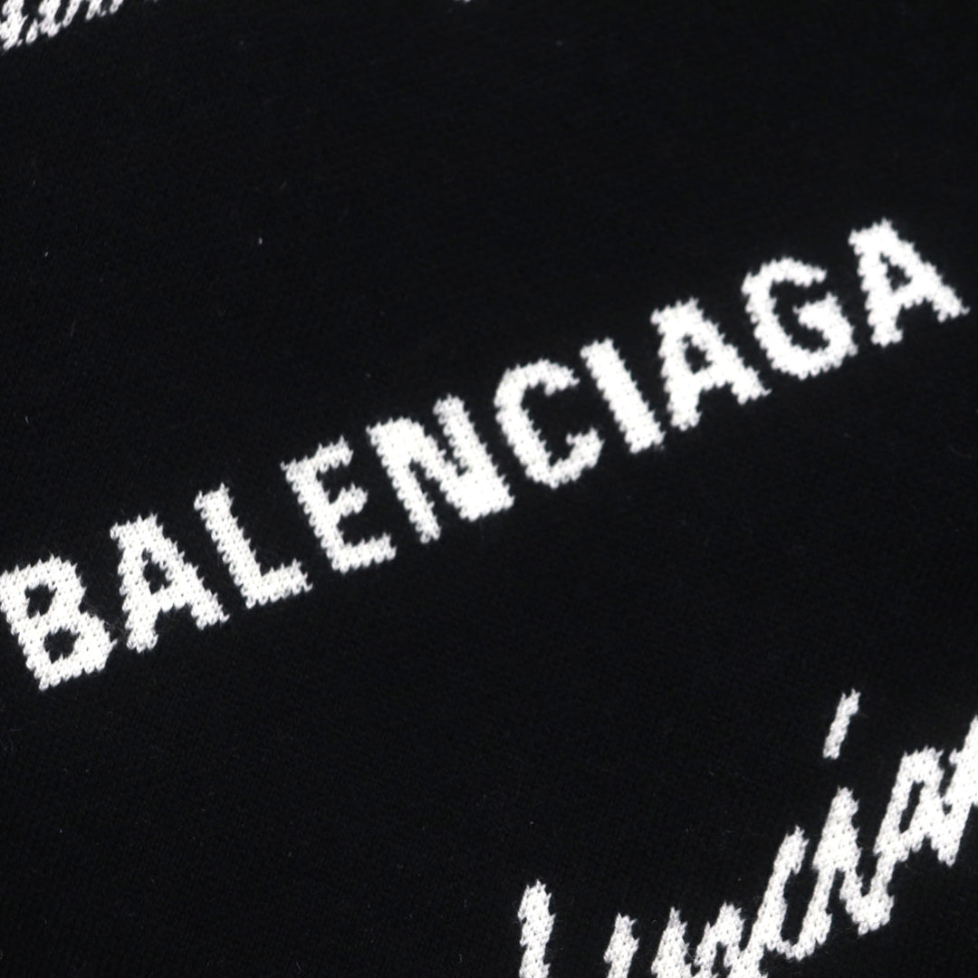 未使用品▼BALENCIAGA バレンシアガ 23SS 724852 Logomaia All Over Cardigan Vネック ロゴ入りボタン 厚手 ニットカーディガン 1 正規品