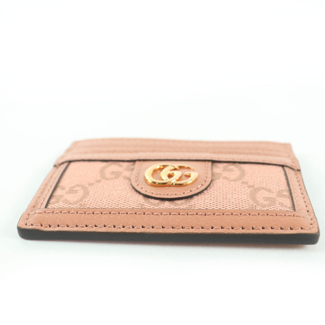 未使用品☆GUCCI グッチ 523159 レザー GGキャンバス GG柄 カードケース パスケース ピンク 箱・保存袋付き イタリア製 レディース