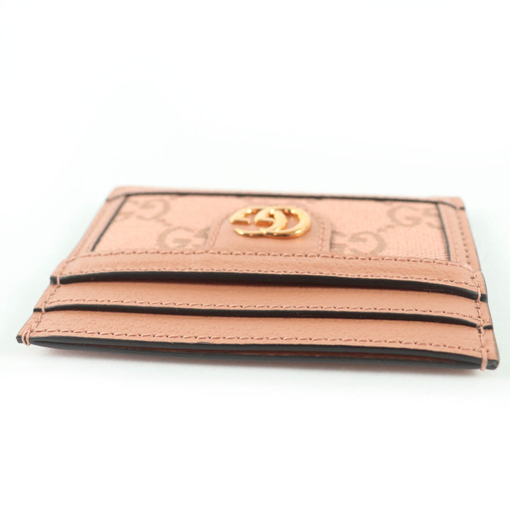 未使用品☆GUCCI グッチ 523159 レザー GGキャンバス GG柄 カードケース パスケース ピンク 箱・保存袋付き イタリア製 レディース