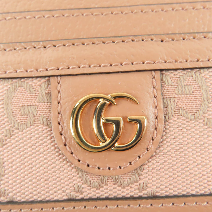 未使用品☆GUCCI グッチ 523159 レザー GGキャンバス GG柄 カードケース パスケース ピンク 箱・保存袋付き イタリア製 レディース