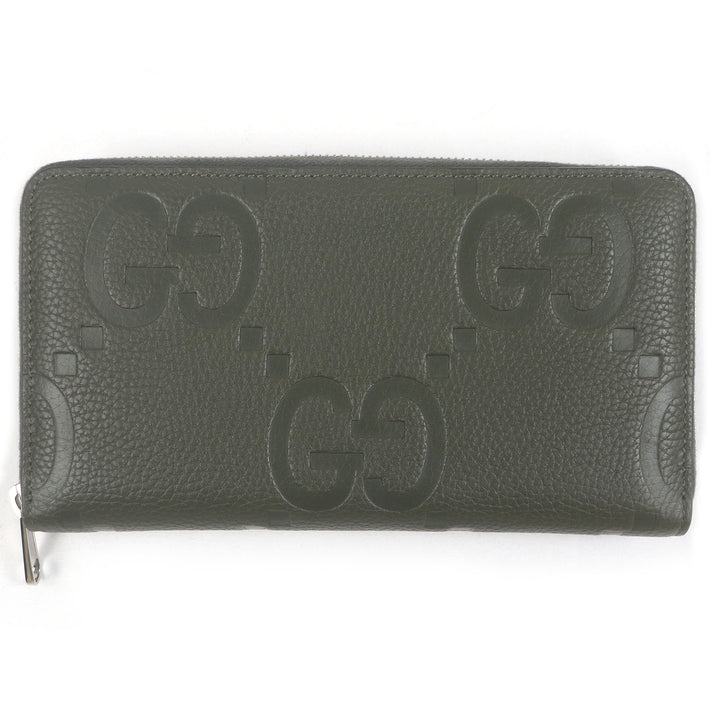 極美品□GUCCI グッチ 739482 レザー ジャンボGG ラウンドジップ 739482 ロングウォレット 長財布 オーガナイザー カーキ イタリア製