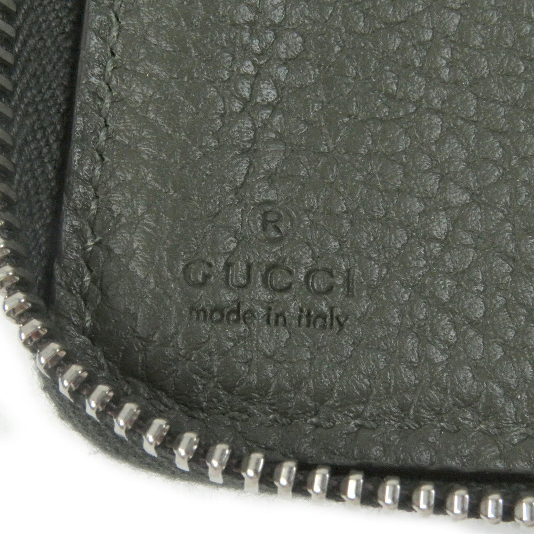 極美品□GUCCI グッチ 739482 レザー ジャンボGG ラウンドジップ 739482 ロングウォレット 長財布 オーガナイザー カーキ イタリア製