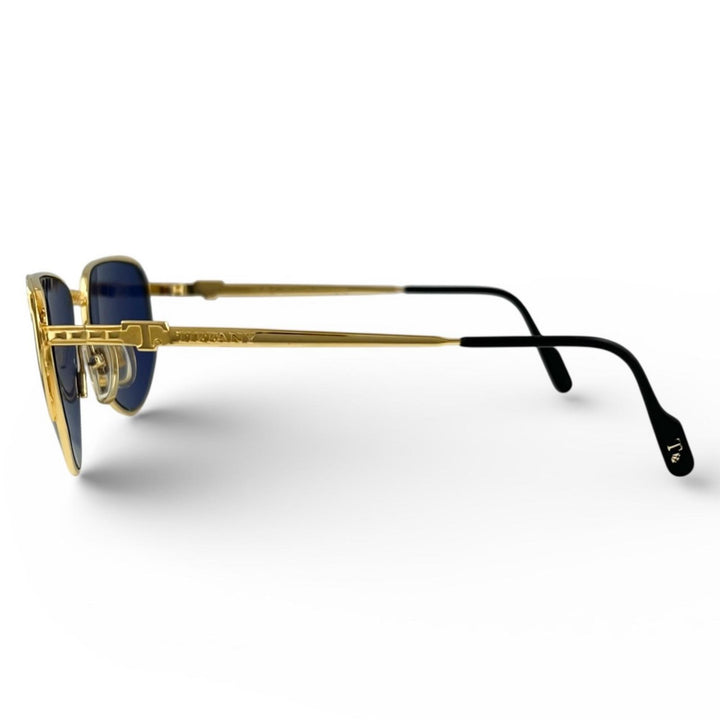 美品▲TIFFANY LUNETTES ティファニー ルネッツ ヴィンテージ 23k Gold Plated サングラス ブルー ゴールド 58□17 140 イタリア製