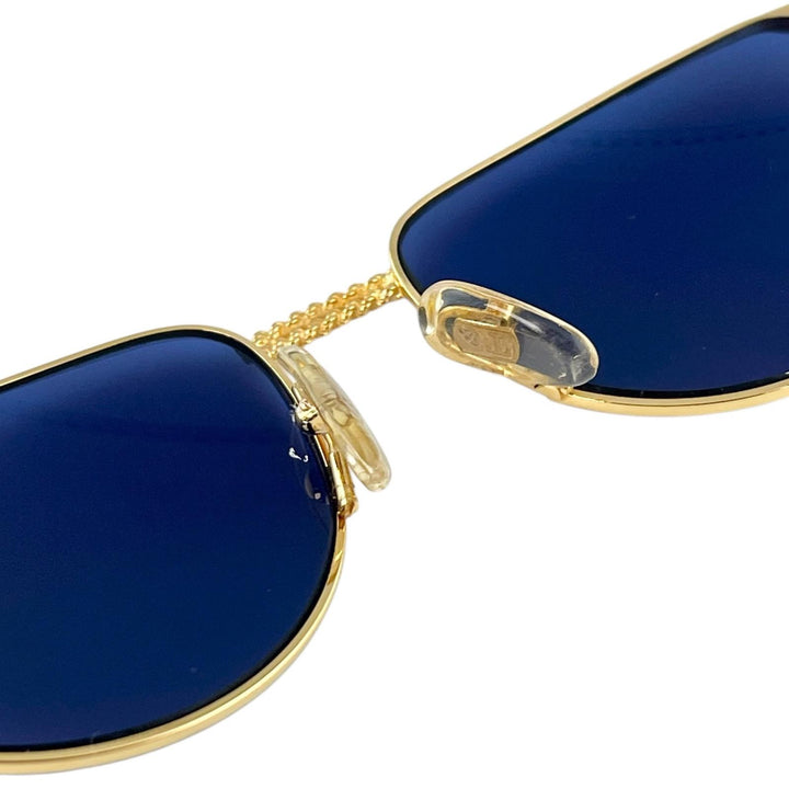 美品▲TIFFANY LUNETTES ティファニー ルネッツ ヴィンテージ 23k Gold Plated サングラス ブルー ゴールド 58□17 140 イタリア製