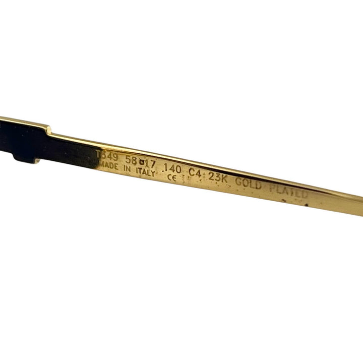 美品▲TIFFANY LUNETTES ティファニー ルネッツ ヴィンテージ 23k Gold Plated サングラス ブルー ゴールド 58□17 140 イタリア製
