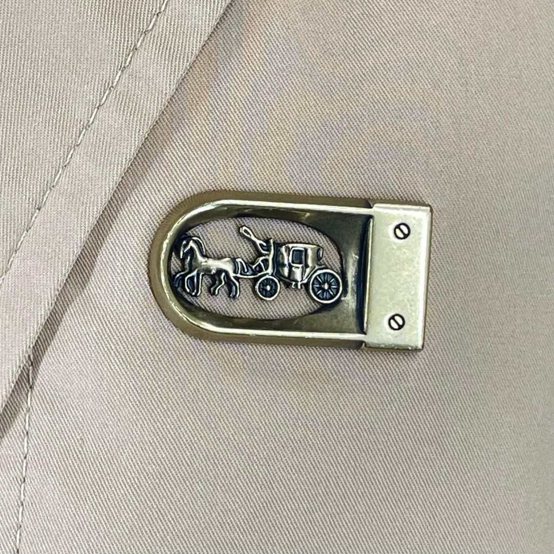 極美品▲COACH コーチ 2969 比翼仕立て レザー使いベルト付 ロング丈 トレンチコート ベージュ 2 正規品 レディース