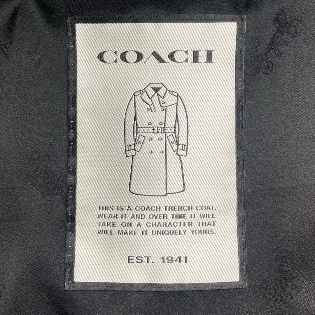 極美品▲COACH コーチ 2969 比翼仕立て レザー使いベルト付 ロング丈 トレンチコート ベージュ 2 正規品 レディース