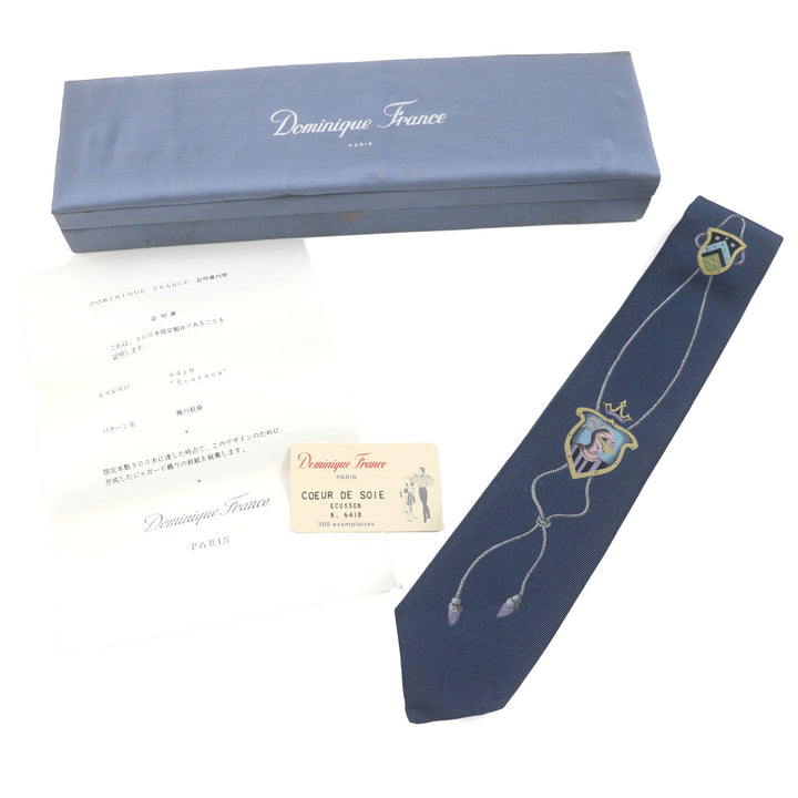 未使用品▼Dominique France ドミニクフランス 6418 Ecusson シルク100% 300本限定 COEUR DE SOIE クールドゥソワ 楯の紋章 ネクタイ