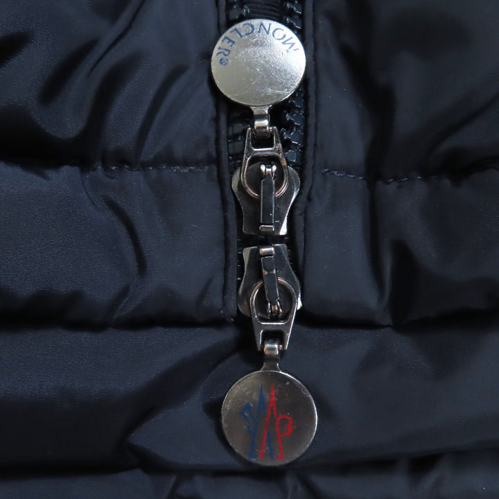 良品◇MONCLER モンクレール 420934992905 54155 FLAMME GIUBBOTTO ロゴワッペン付 ダブルジップ ダウンコート ダークネイビー 0 正規品