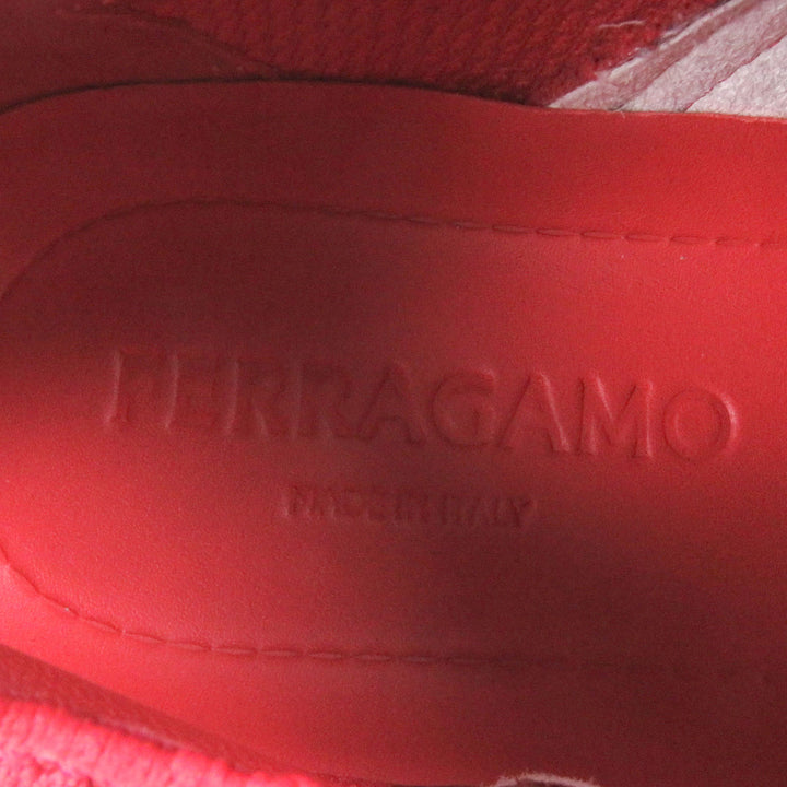 極美品□サルヴァトーレフェラガモ Nima Knit Sneakers 56271 ガンチーニソール ローカットスニーカー レッド 8 箱・保存袋付 イタリア製