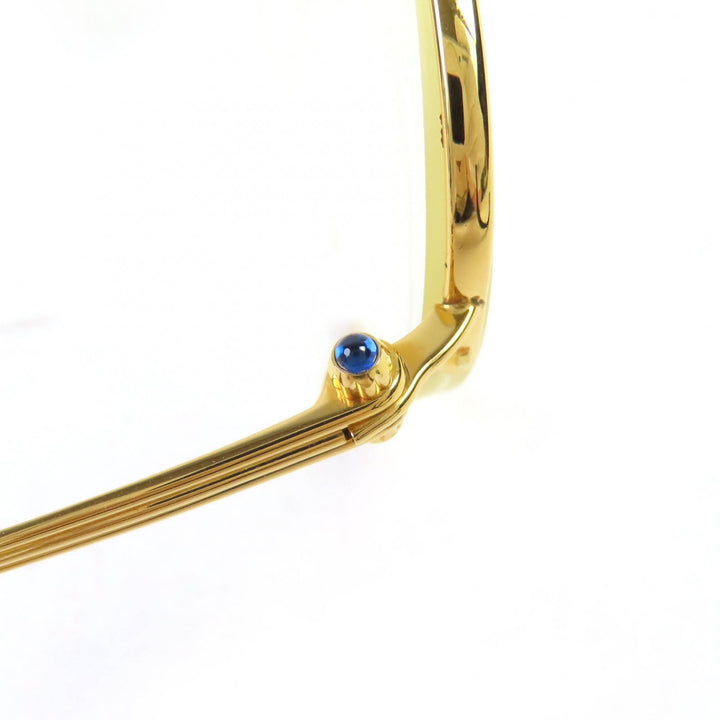美品△Cartier カルティエ ハーフリム トリニティ 4Pブルージェムストーン メガネ 眼鏡 アイウェア ゴールド ブラック 54□18 130 度入り