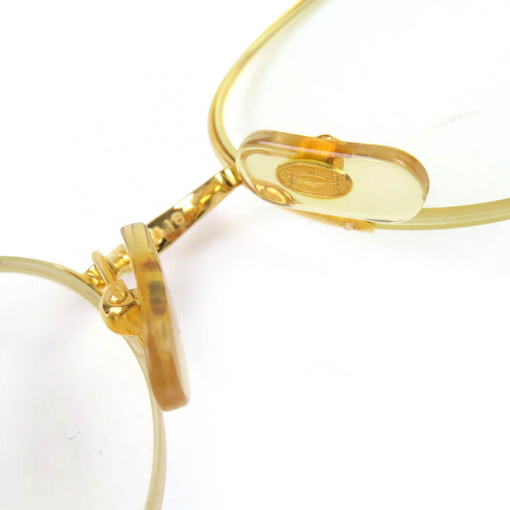 美品△Cartier カルティエ ハーフリム トリニティ 4Pブルージェムストーン メガネ 眼鏡 アイウェア ゴールド ブラック 54□18 130 度入り