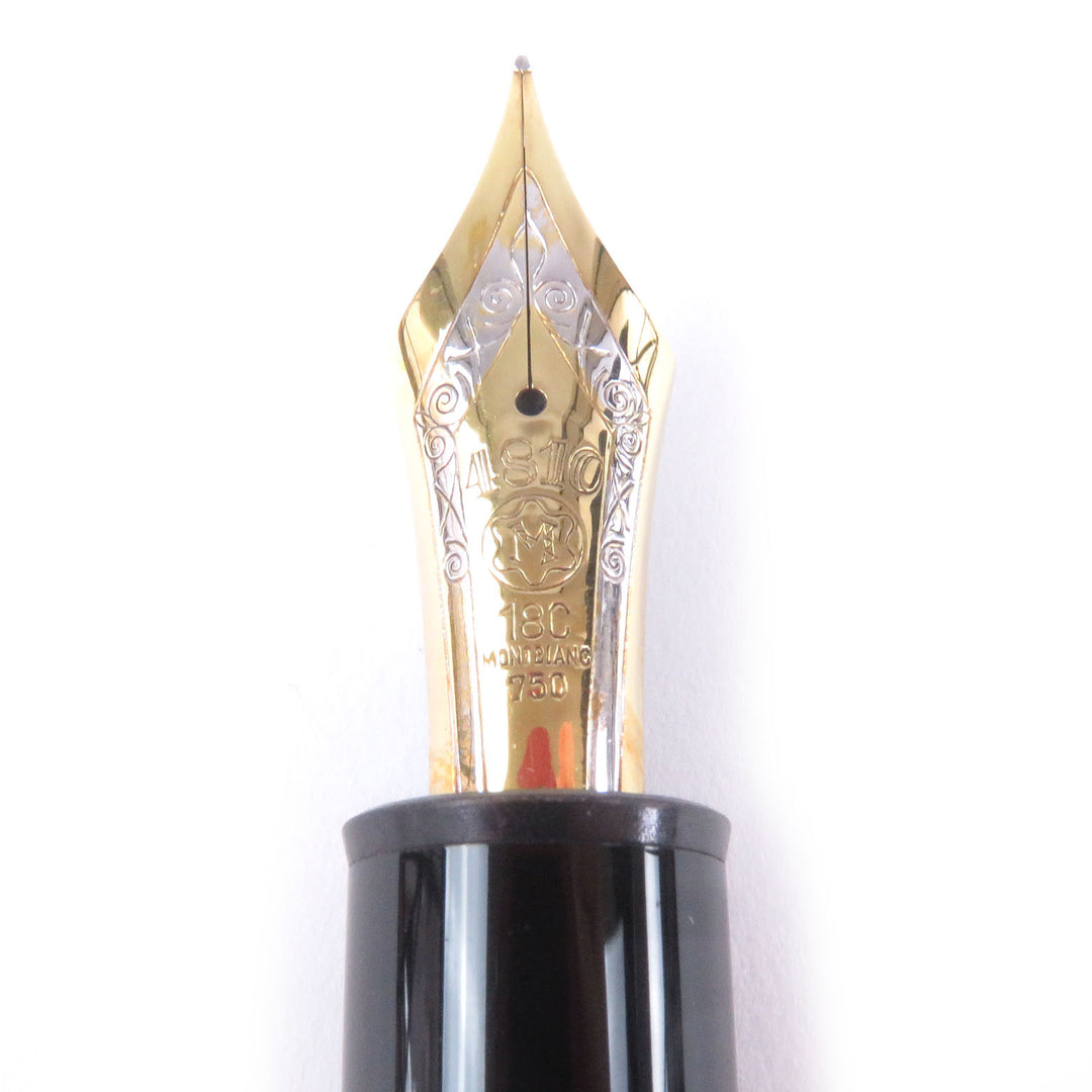 美品□MONTBLANC モンブラン マイスターシュテュック 149 ペン先18K Mニブ キャップ式 万年筆 ブラック ゴールド ドイツ製 メンズ