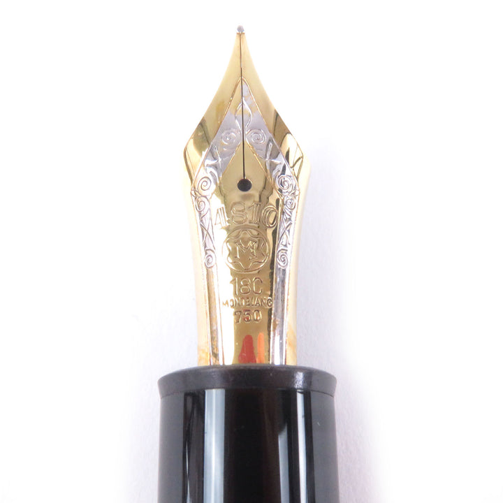 美品□MONTBLANC モンブラン マイスターシュテュック 149 ペン先18K Mニブ キャップ式 万年筆 ブラック ゴールド ドイツ製 メンズ