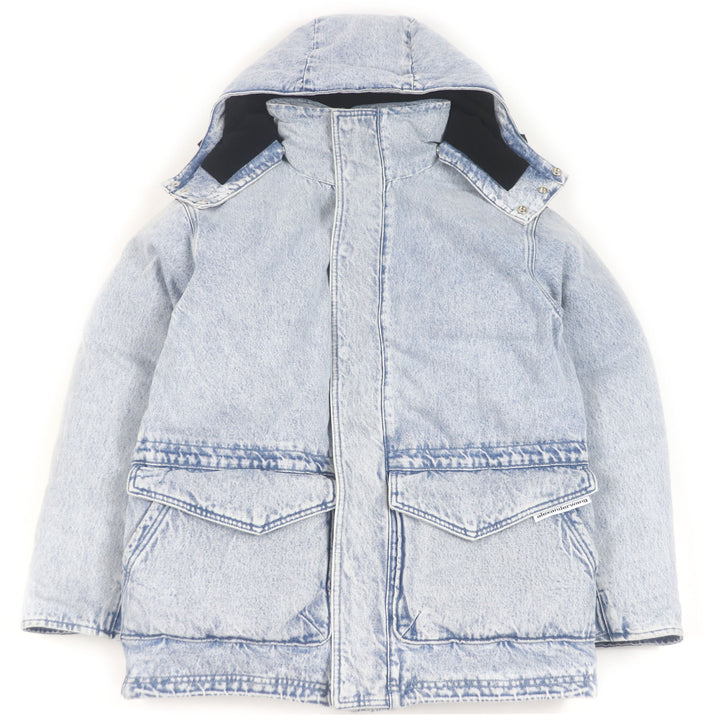 美品□Alexander Wang アレキサンダーワン UDC4222243 ライトウォッシュデニム フーデッド 中綿 パファージャケット ライトブルー XXS